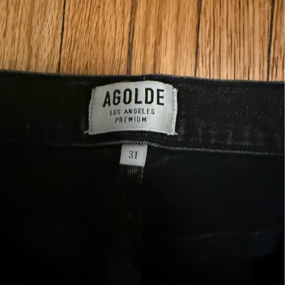 Agolde Sophie High Rise Crop Jeans Black Distressed Hem 31 - Picture 3 of 8